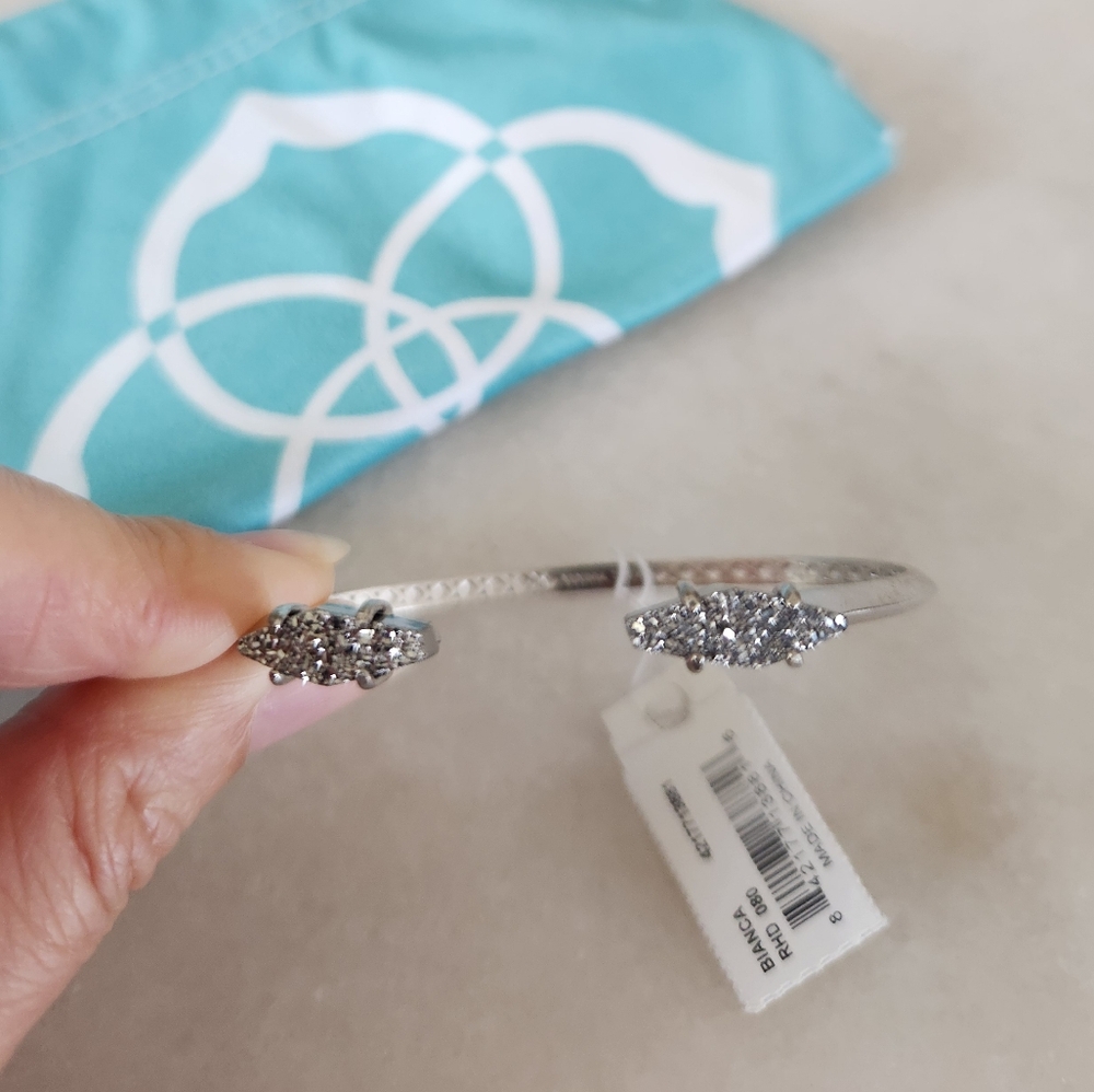 Kendra Scott Bianca Cuff Bracelet Platinum Drusy NWT